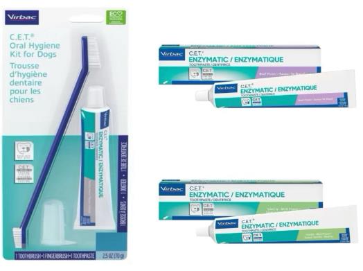 維克C.E.T.牙膏 ( 香草 / 牛肉/雞肉牙刷組 ) 口味 70g/條,忠愛動物醫院