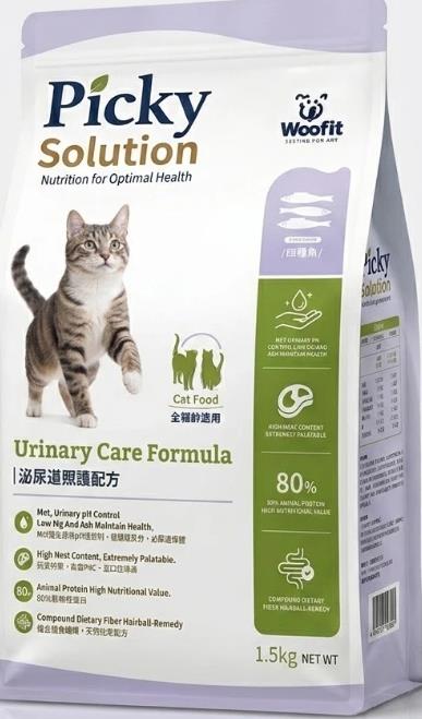 忠愛動物醫院,Picky貓咪泌尿照護 四種魚 1.5KG Woofit渥夫特 挑嘴飼料
